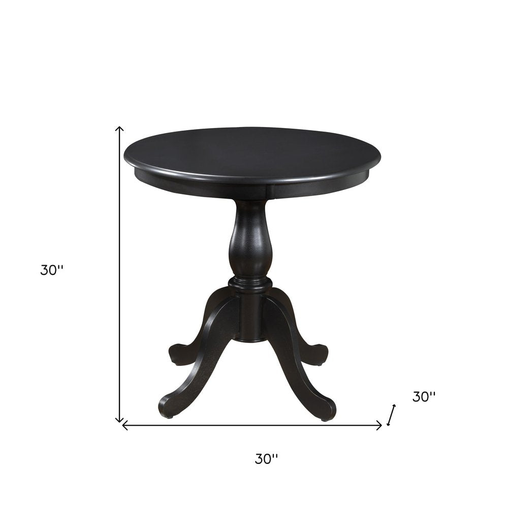 Black Rounded Solid Manufactured Wood and Solid Wood Pedestal Base Dining Table