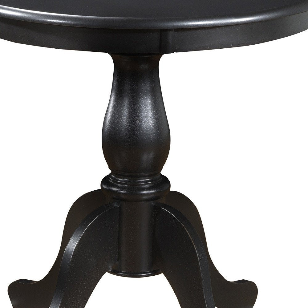 Black Rounded Solid Manufactured Wood and Solid Wood Pedestal Base Dining Table