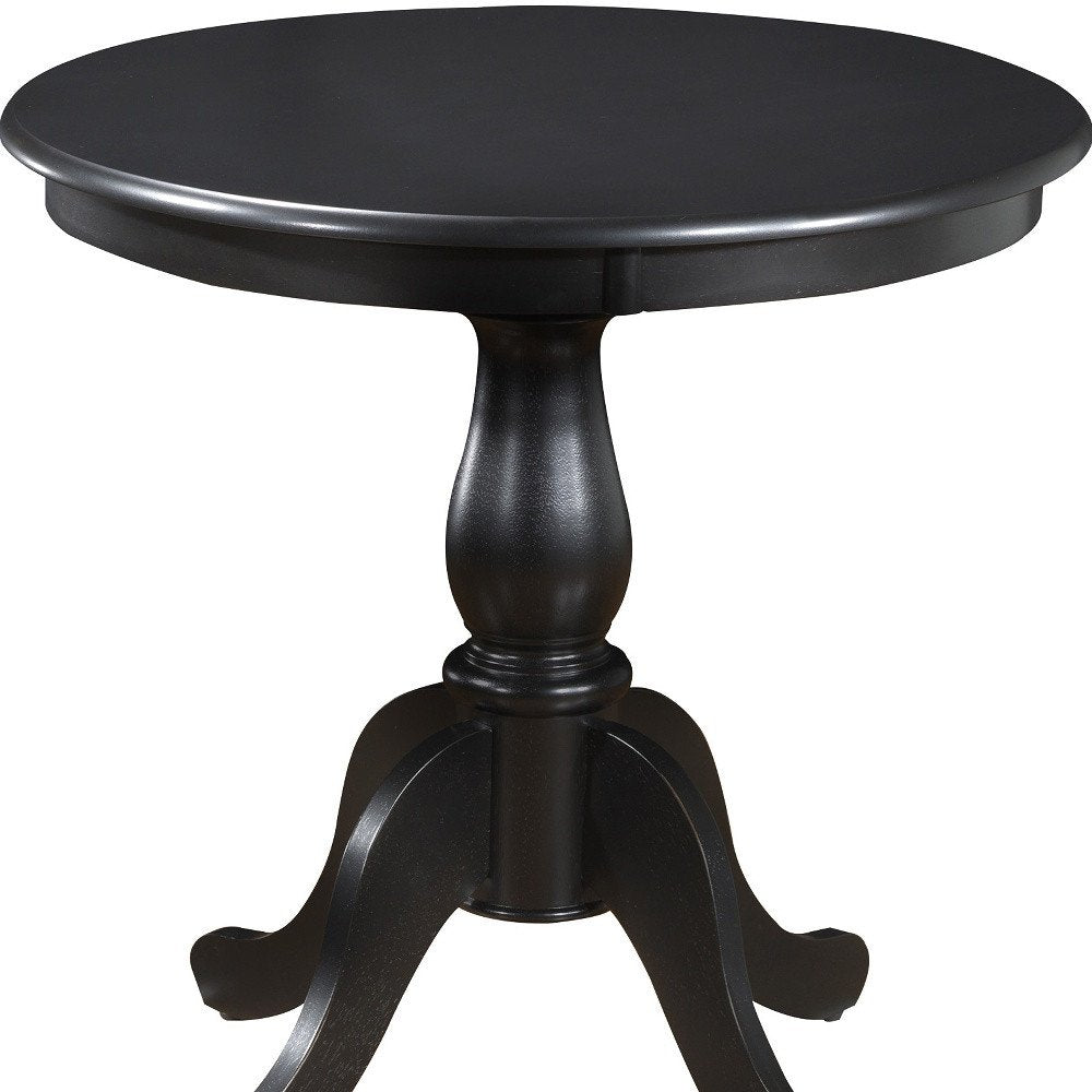 Black Rounded Solid Manufactured Wood and Solid Wood Pedestal Base Dining Table