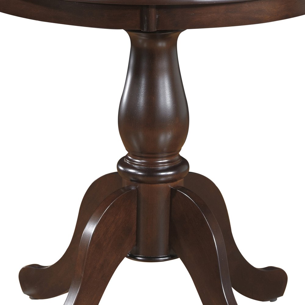 Espresso Rounded Solid Manufactured Wood and Solid Wood Pedestal Base Dining Table