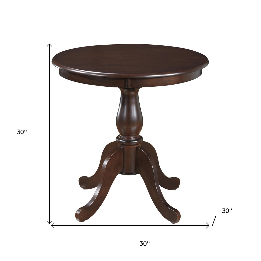 Espresso Rounded Solid Manufactured Wood and Solid Wood Pedestal Base Dining Table