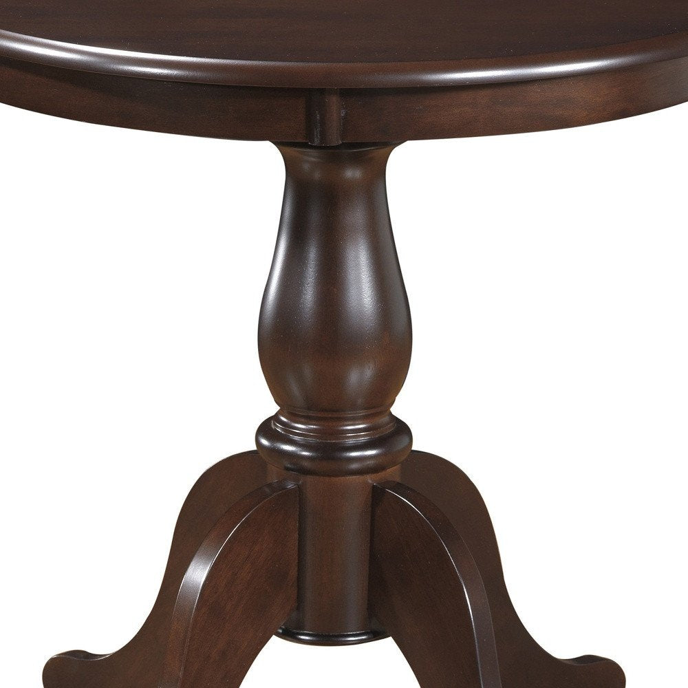 Espresso Rounded Solid Manufactured Wood and Solid Wood Pedestal Base Dining Table