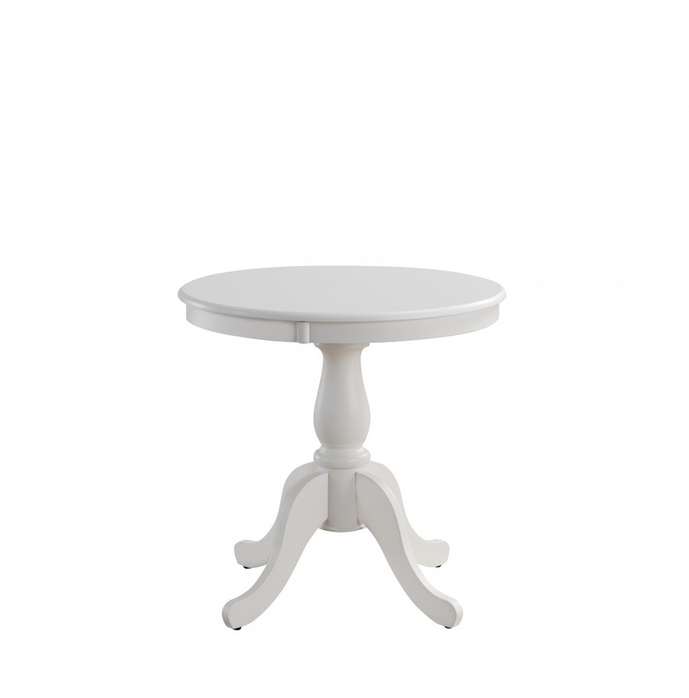 White Rounded Solid Manufactured Wood Pedestal Base Dining Table