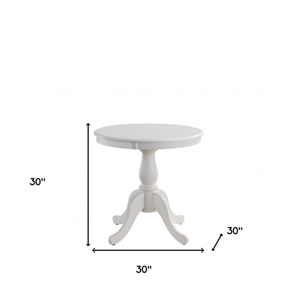 White Rounded Solid Manufactured Wood Pedestal Base Dining Table