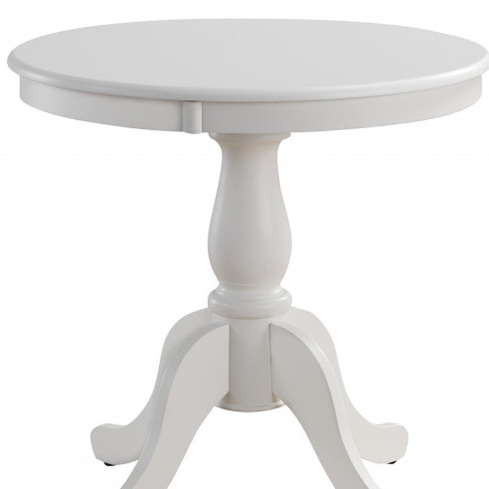 White Rounded Solid Manufactured Wood Pedestal Base Dining Table