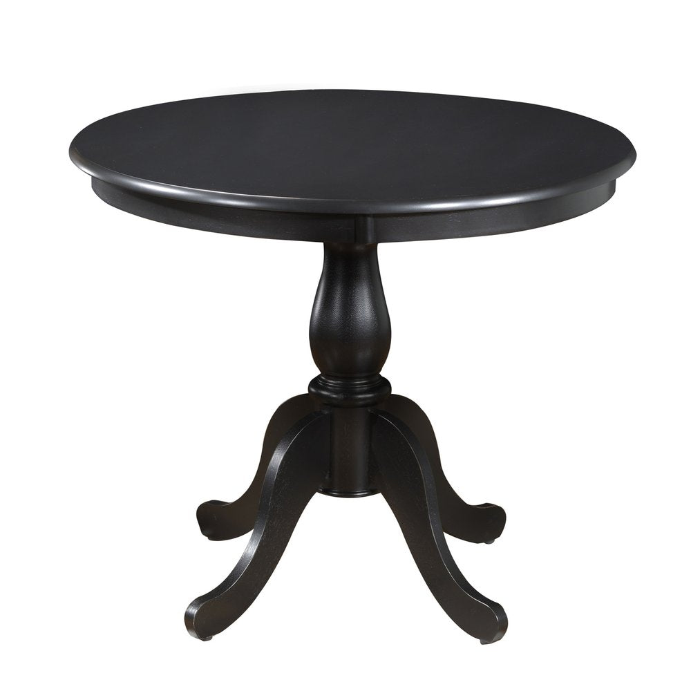 Black Rounded Solid Manufactured Wood and Solid Wood Pedestal Base Dining Table