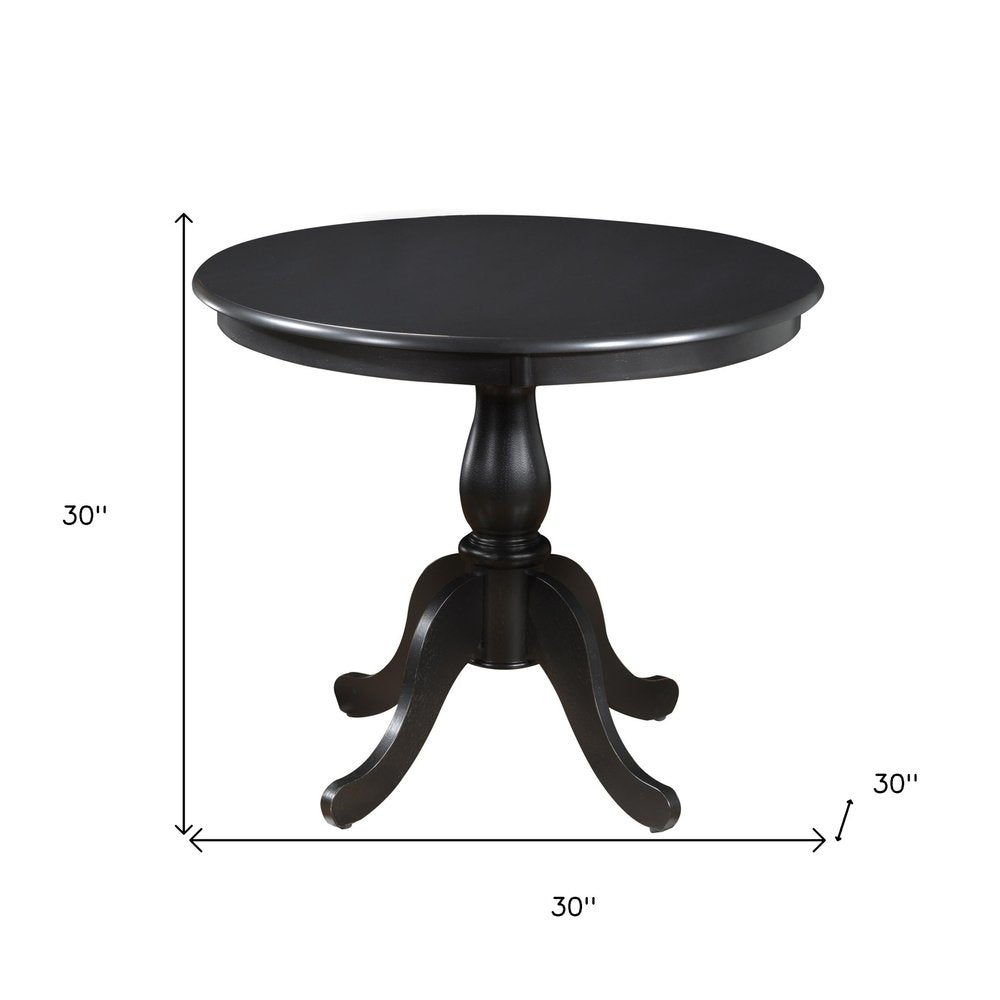 Black Rounded Solid Manufactured Wood and Solid Wood Pedestal Base Dining Table