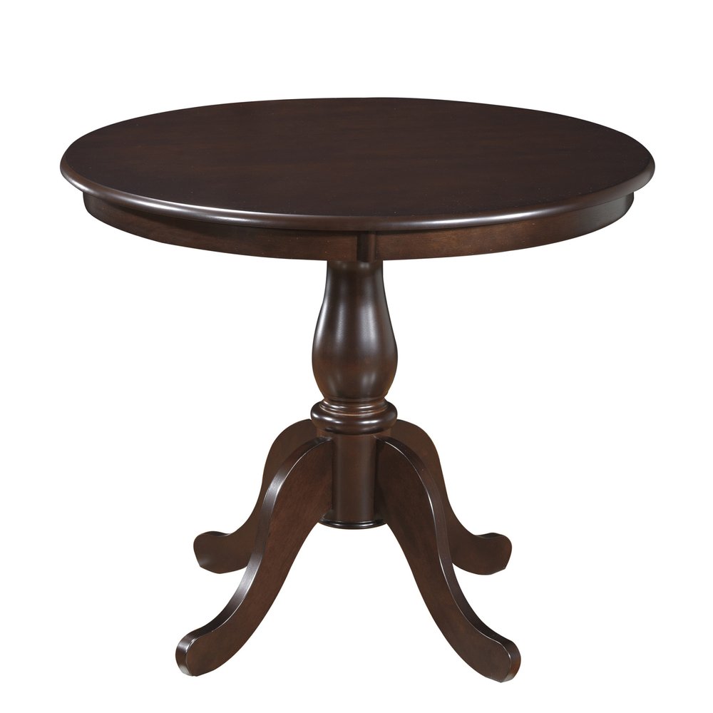 Espresso Rounded Solid Manufactured Wood and Solid Wood Pedestal Base Dining Table