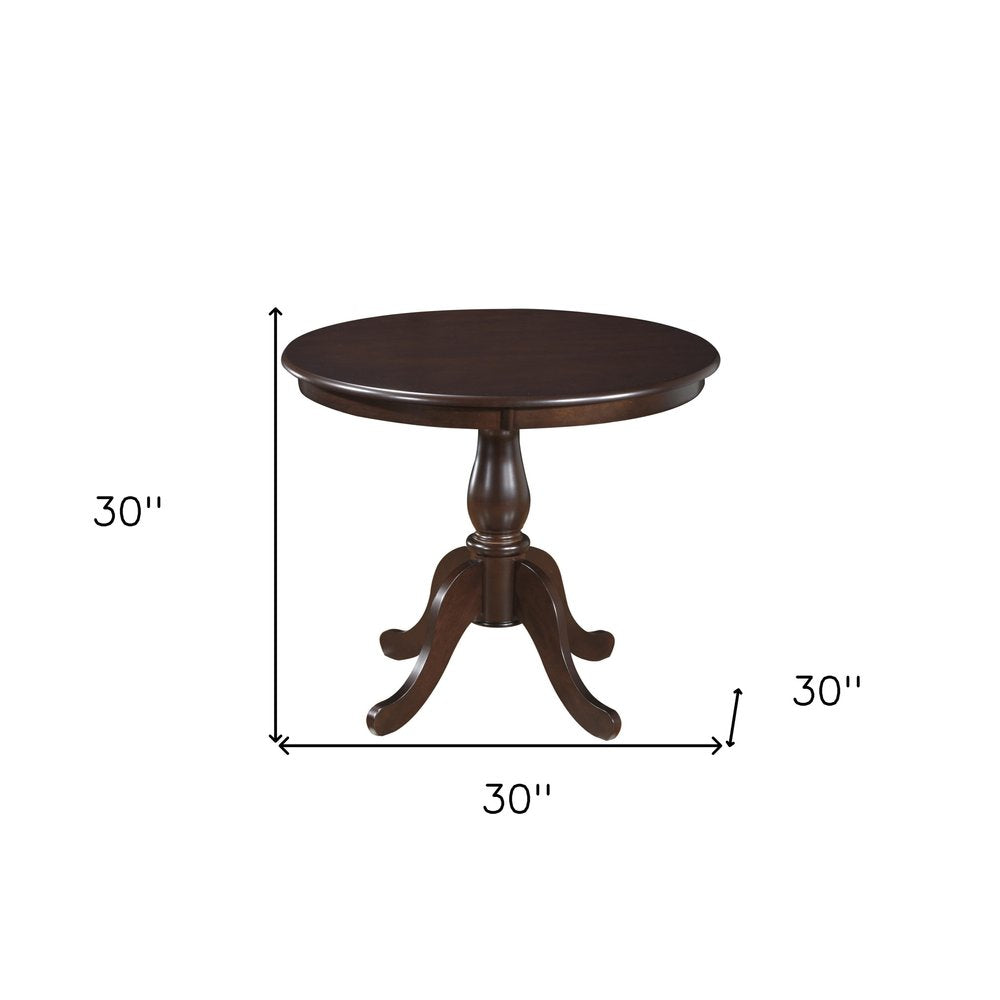 Espresso Rounded Solid Manufactured Wood and Solid Wood Pedestal Base Dining Table