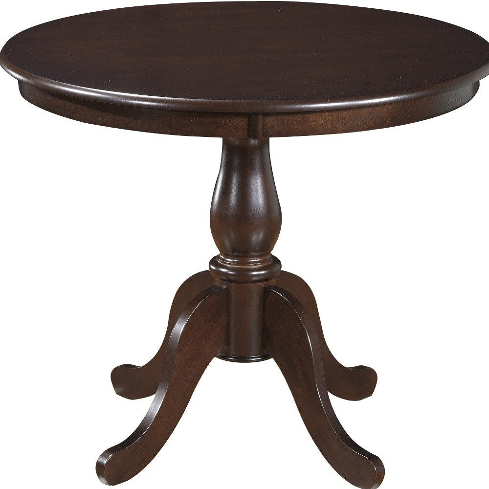 Espresso Rounded Solid Manufactured Wood and Solid Wood Pedestal Base Dining Table