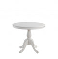 White Rounded Solid Manufactured Wood and Solid Wood Pedestal Base Dining Table