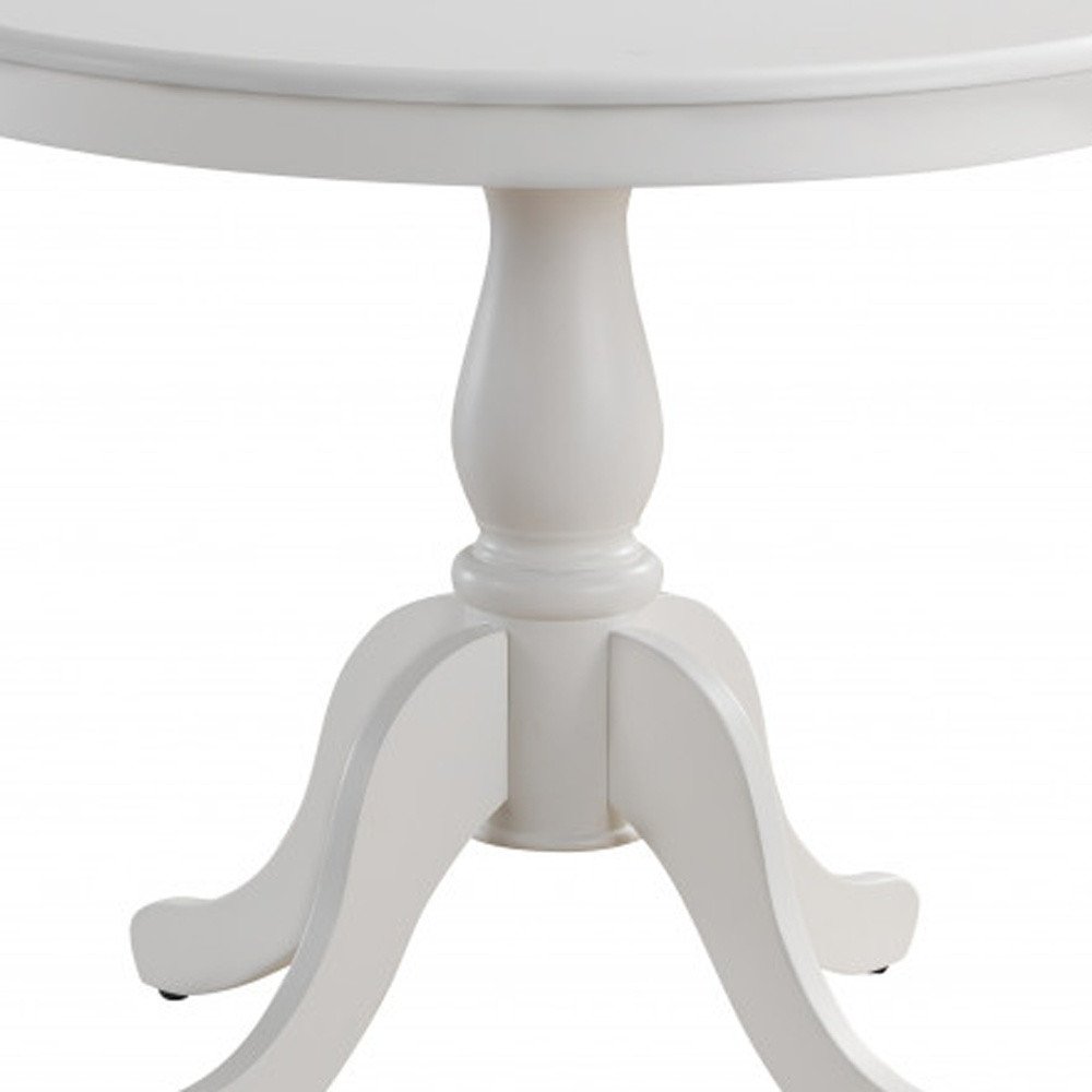White Rounded Solid Manufactured Wood and Solid Wood Pedestal Base Dining Table