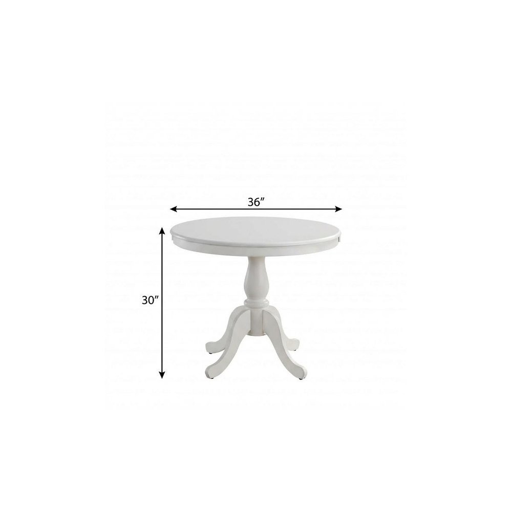 White Rounded Solid Manufactured Wood and Solid Wood Pedestal Base Dining Table