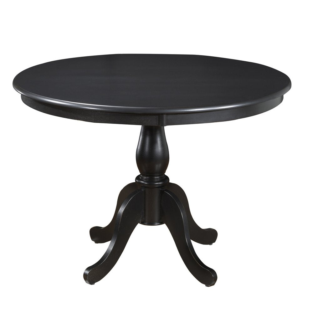 Black Rounded Solid Manufactured Wood and Solid Wood Pedestal Base Dining Table