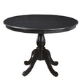 Black Rounded Solid Manufactured Wood and Solid Wood Pedestal Base Dining Table