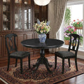 Black Rounded Solid Manufactured Wood and Solid Wood Pedestal Base Dining Table