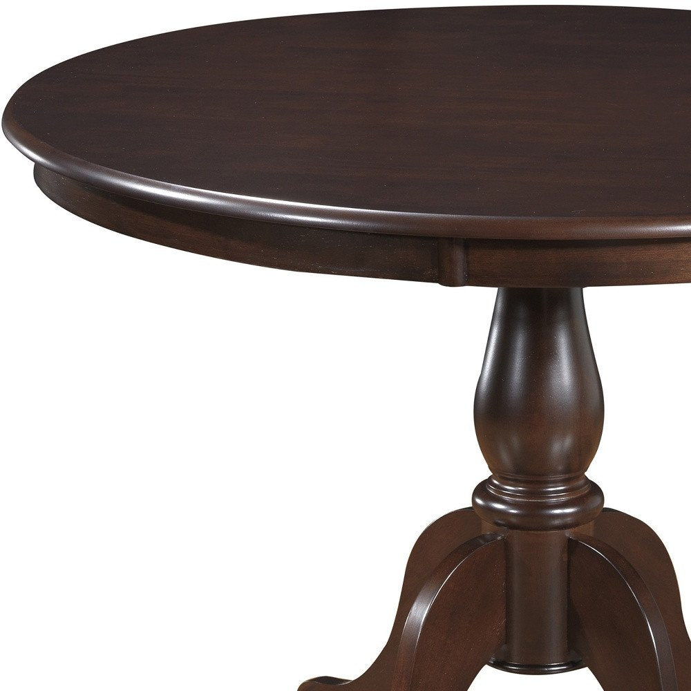 Espresso Rounded Solid Manufactured Wood Pedestal Base Dining Table