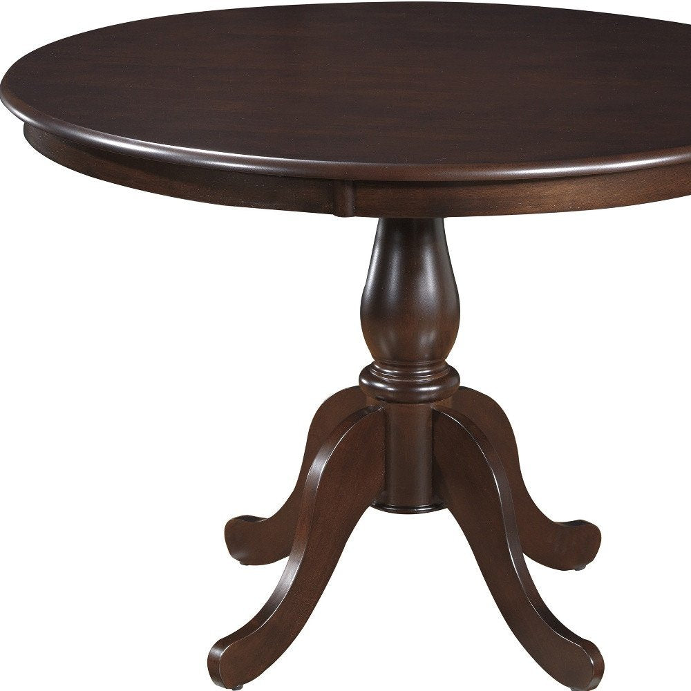 Espresso Rounded Solid Manufactured Wood Pedestal Base Dining Table