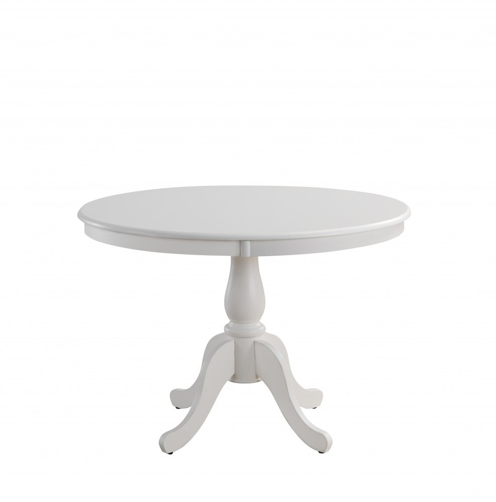 White Rounded Solid Manufactured Wood and Solid Wood Pedestal Base Dining Table