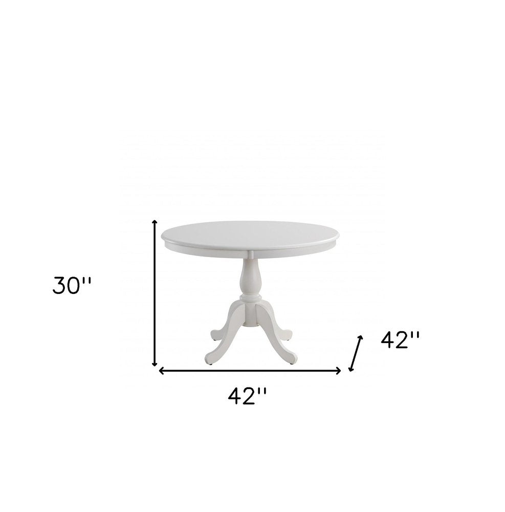 White Rounded Solid Manufactured Wood and Solid Wood Pedestal Base Dining Table