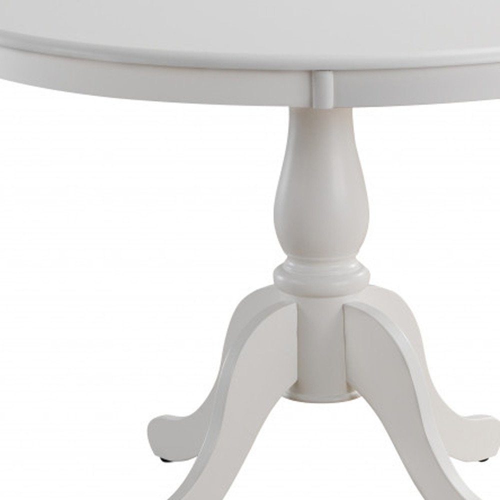White Rounded Solid Manufactured Wood and Solid Wood Pedestal Base Dining Table