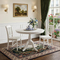 White Rounded Solid Manufactured Wood and Solid Wood Pedestal Base Dining Table