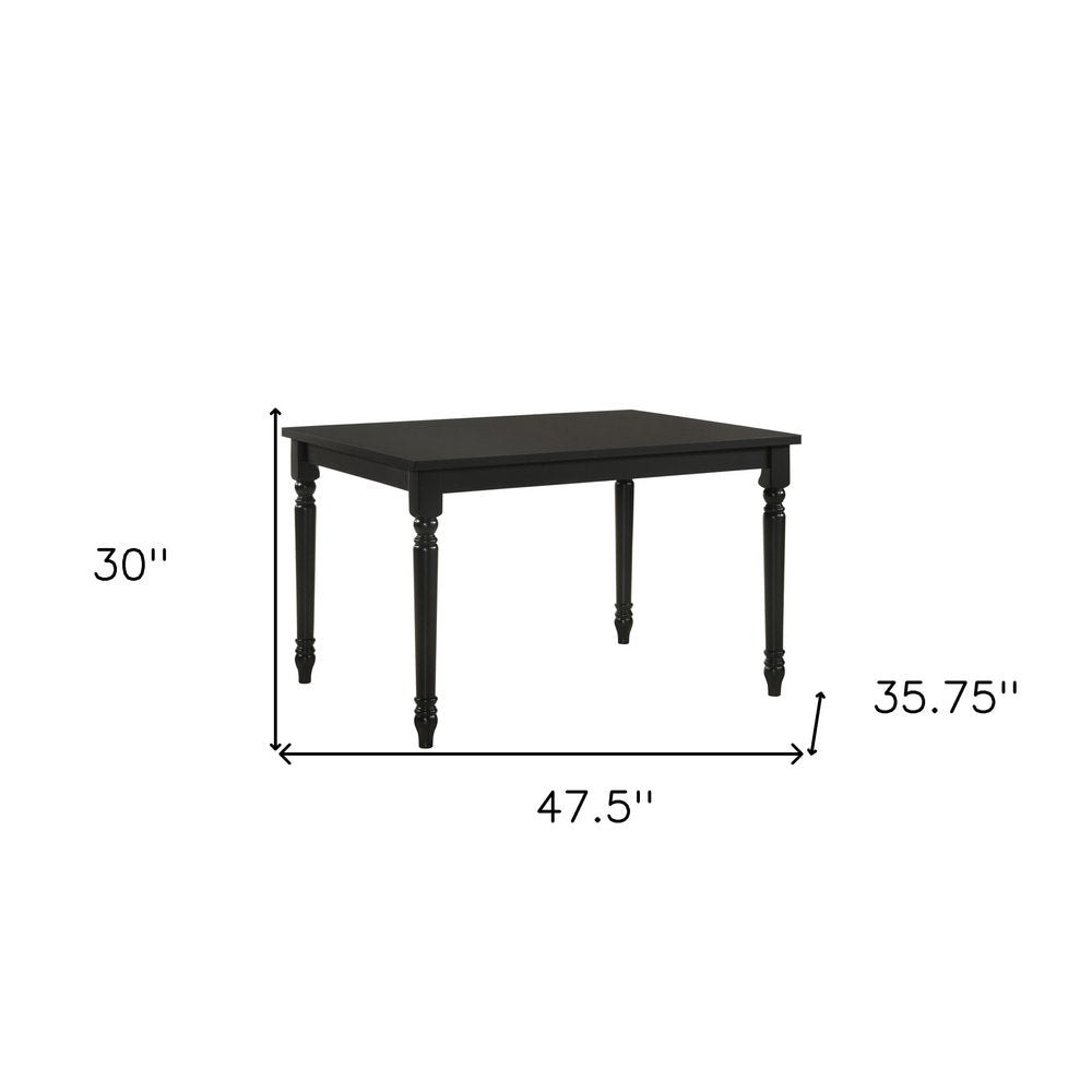 Black Solid Wood Dining Table - 48-inch
