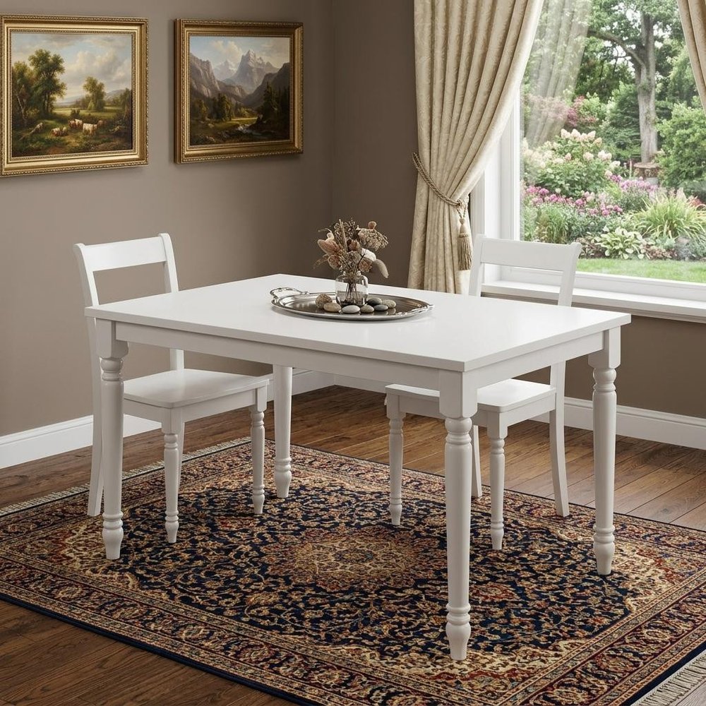 White Solid Wood Dining Table - 48-inch