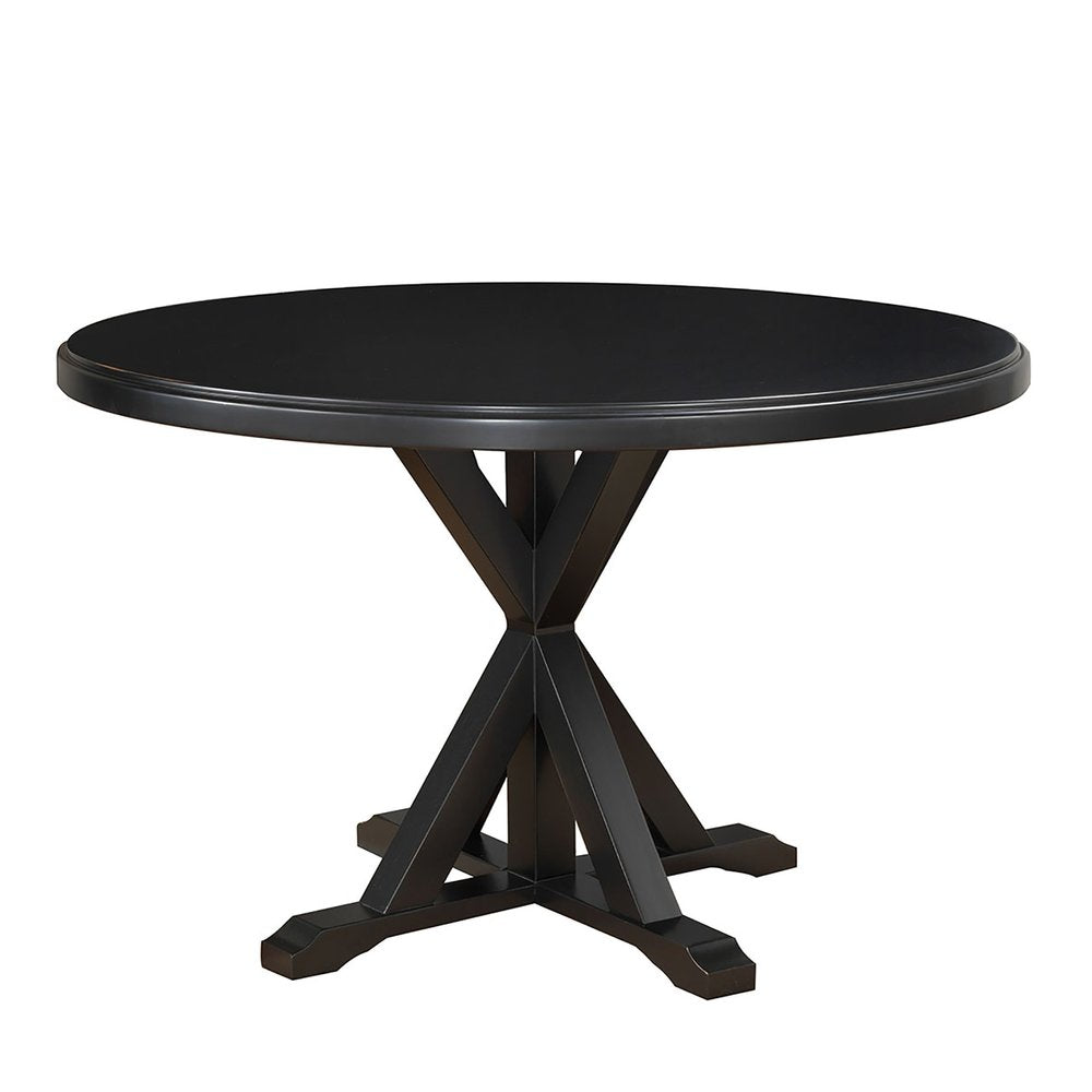 Black Wood Pedestal Base Round Top Dining Table - 48-inch