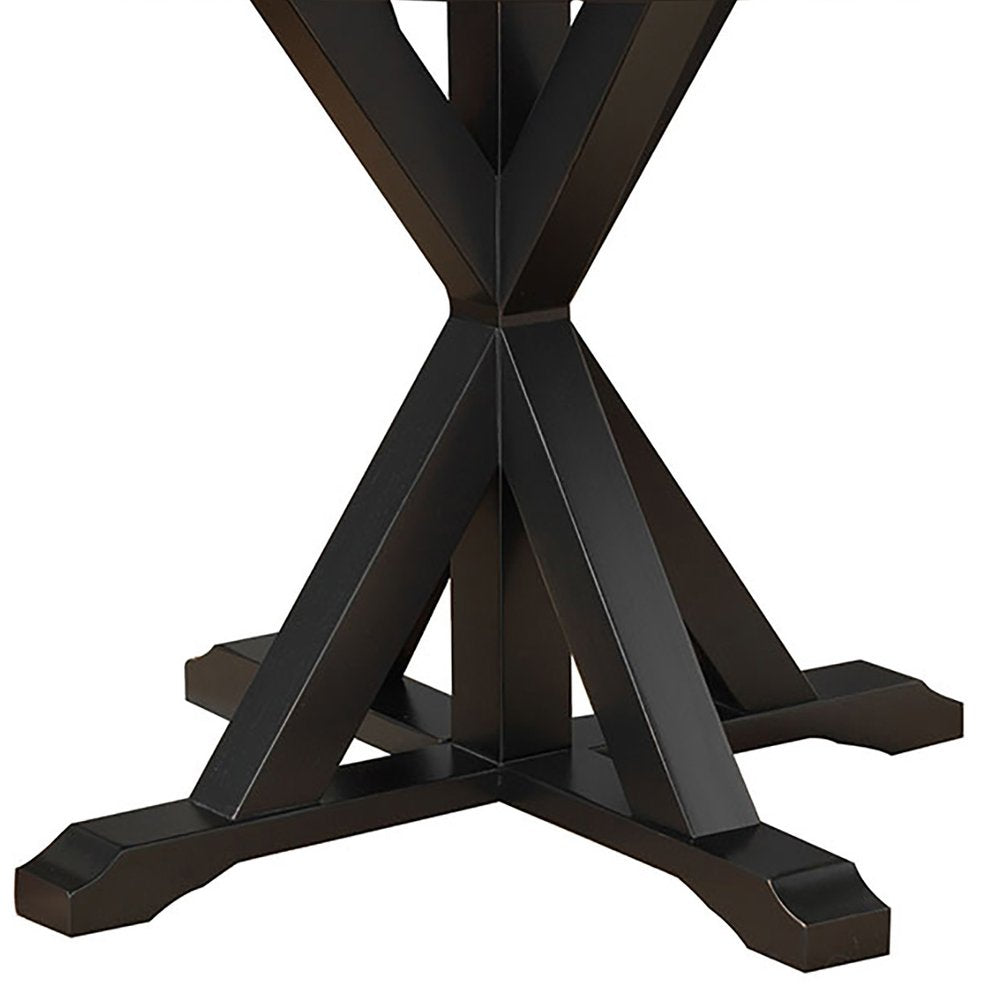 Black Wood Pedestal Base Round Top Dining Table - 48-inch