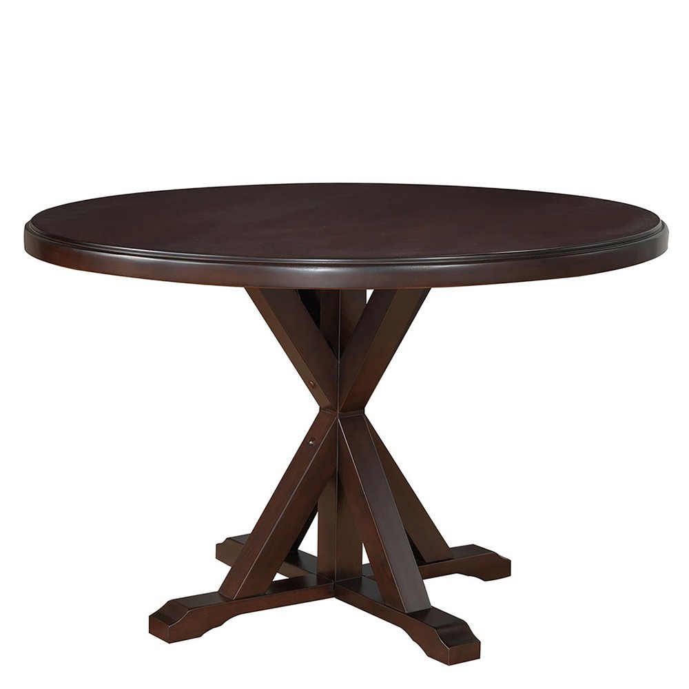 Espresso Rounded Solid Manufactured Wood Pedestal Base Dining Table