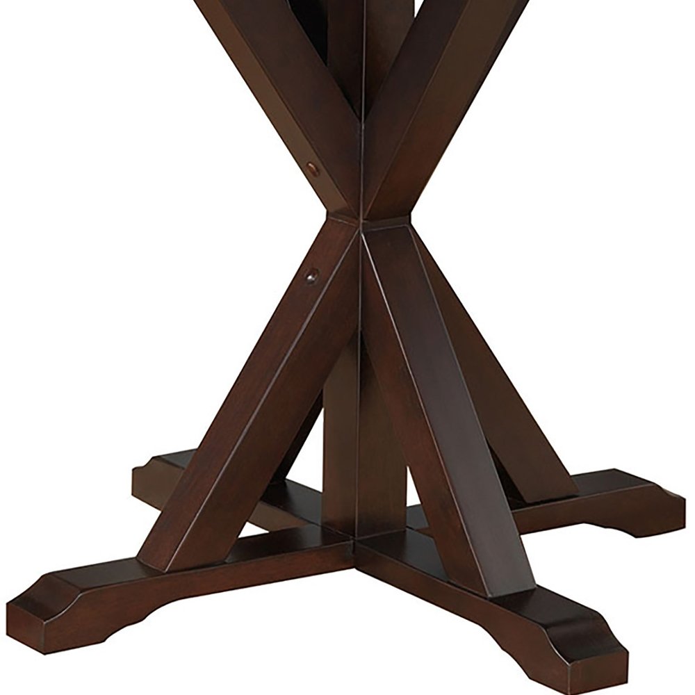 Espresso Rounded Solid Manufactured Wood Pedestal Base Dining Table