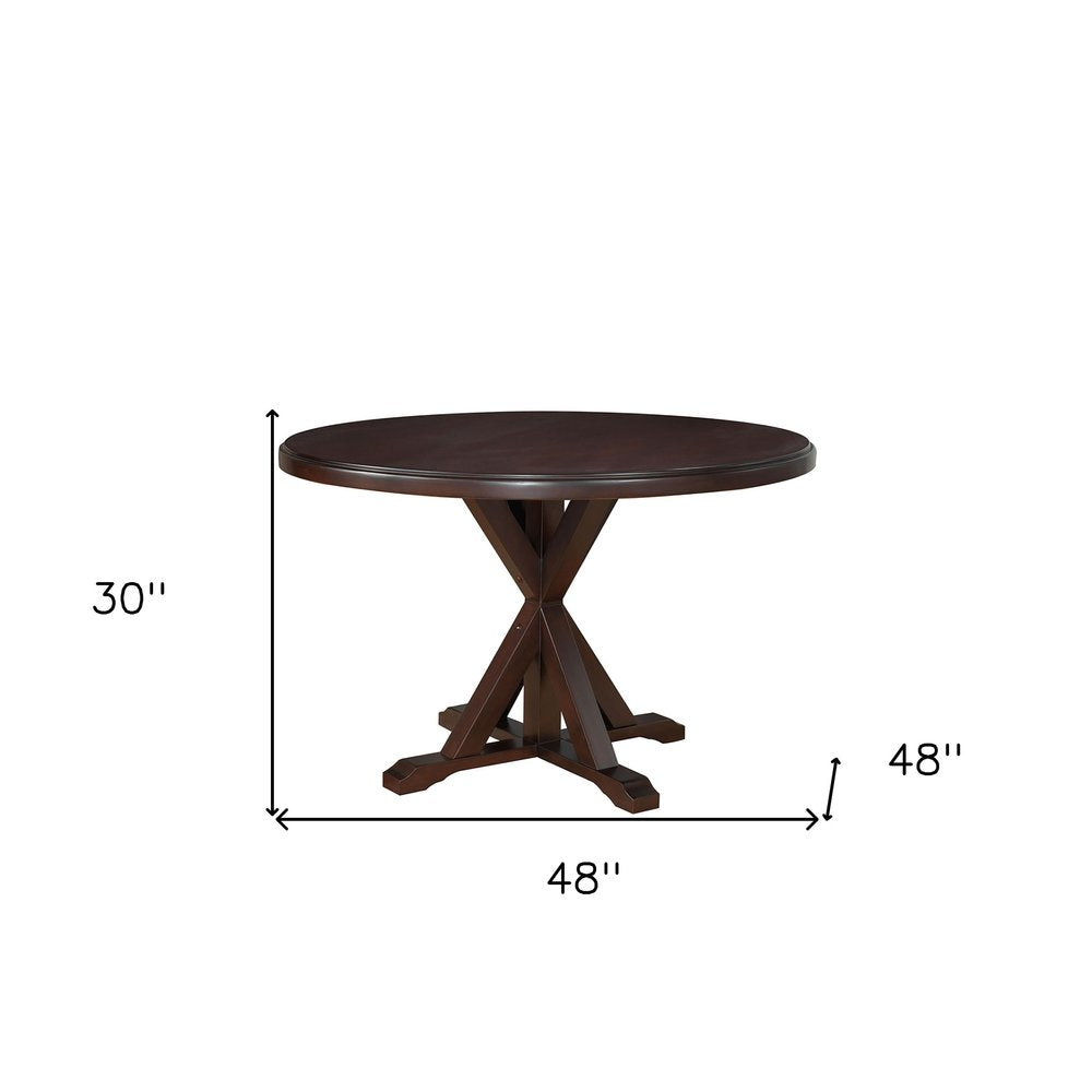 Espresso Rounded Solid Manufactured Wood Pedestal Base Dining Table