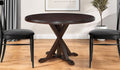 Espresso Rounded Solid Manufactured Wood Pedestal Base Dining Table