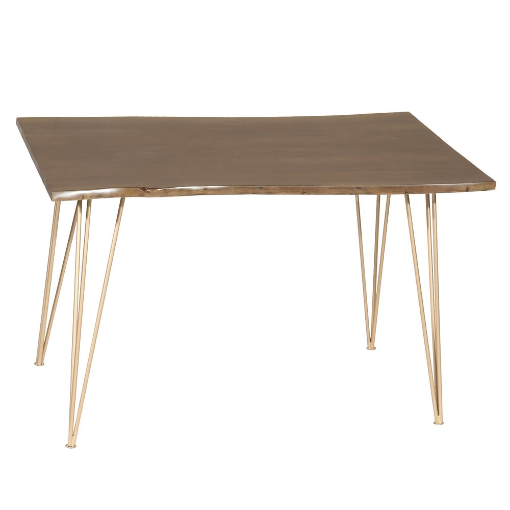 Brown and Gold Solid Wood and Iron Dining Table - 48-inch