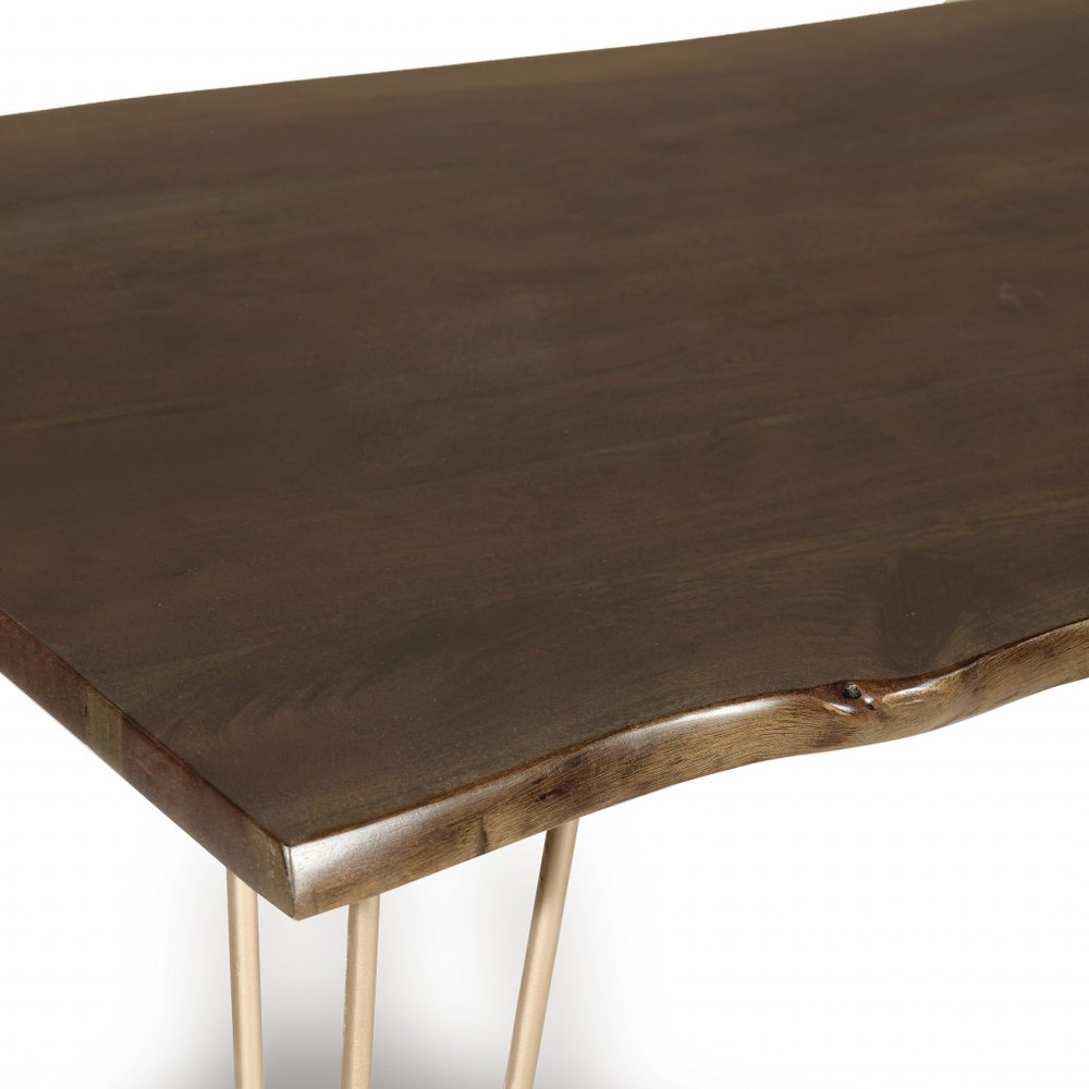 Brown and Gold Solid Wood and Iron Dining Table - 48-inch