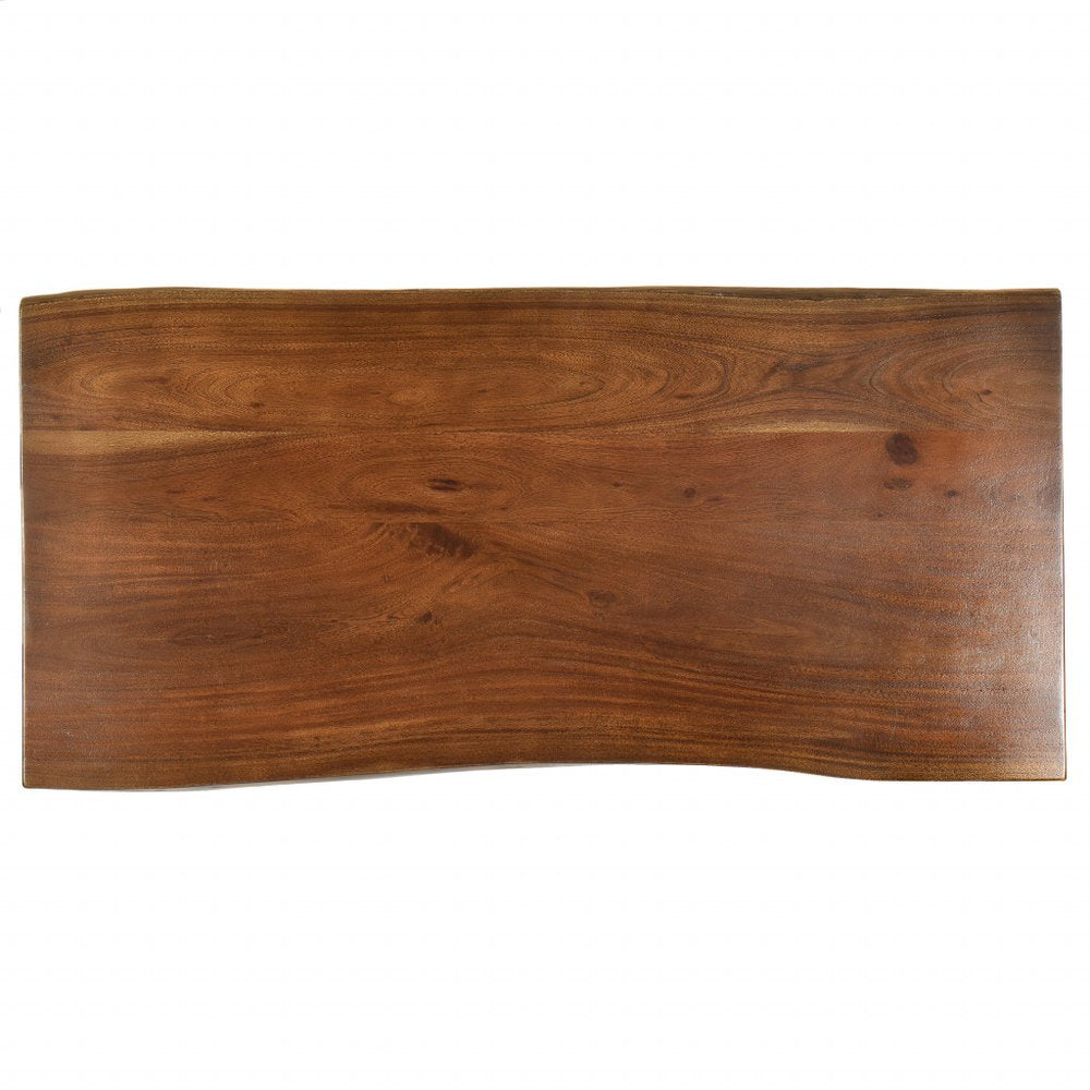 Brown and Gold Solid Wood and Iron Dining Table - 48-inch