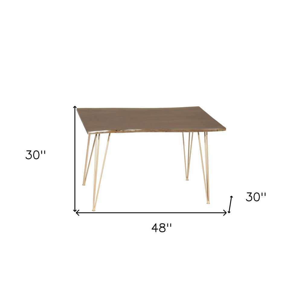 Brown and Gold Solid Wood and Iron Dining Table - 48-inch