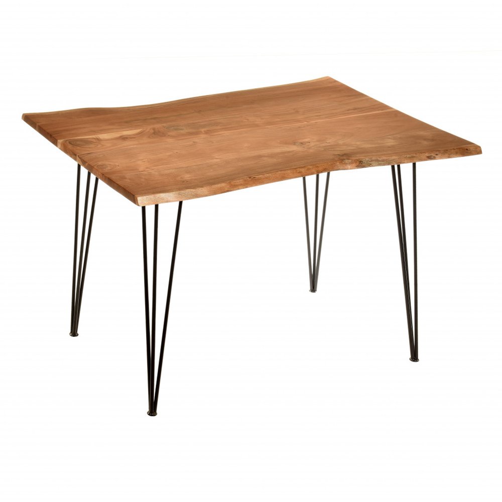 Brown and Black Solid Wood and Iron Dining Table - 48-inch