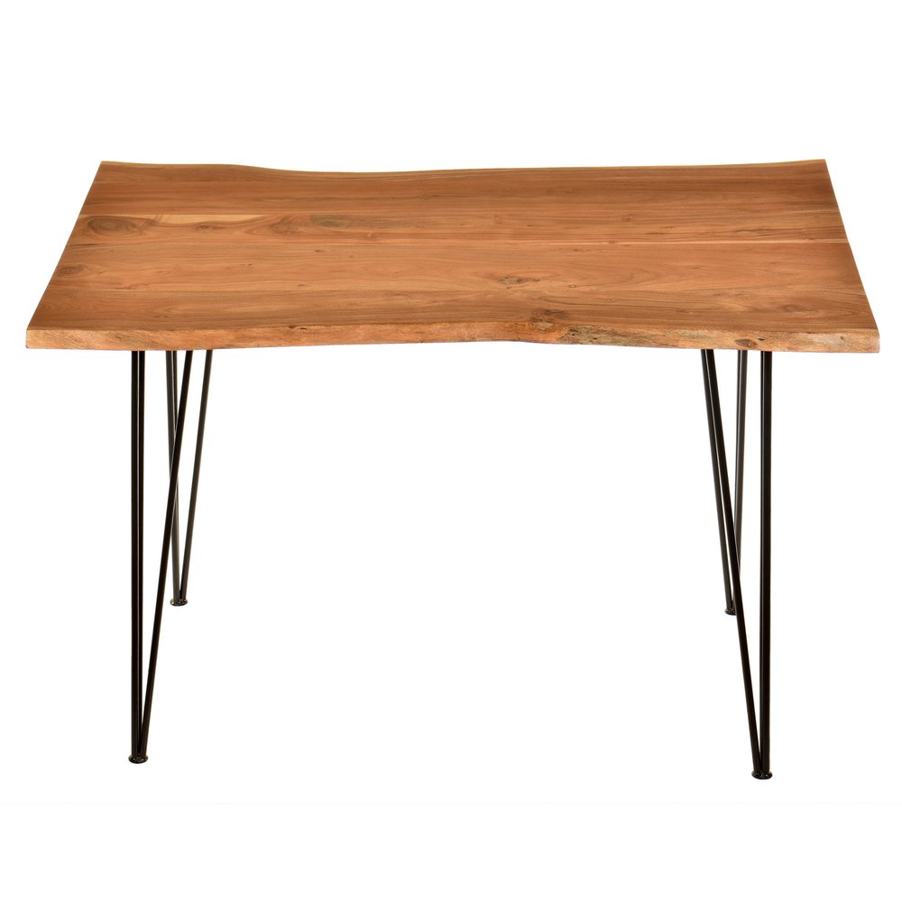 Brown and Black Solid Wood and Iron Dining Table - 48-inch