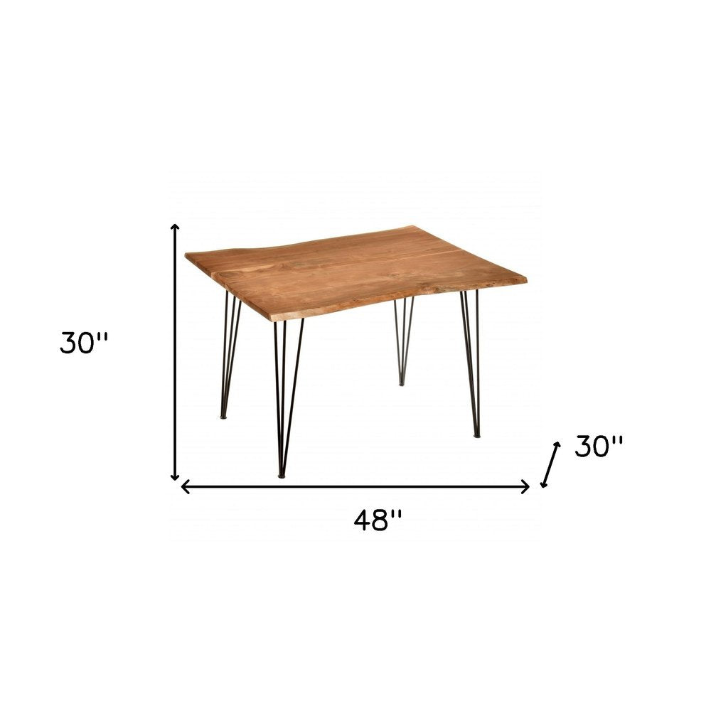 Brown and Black Solid Wood and Iron Dining Table - 48-inch