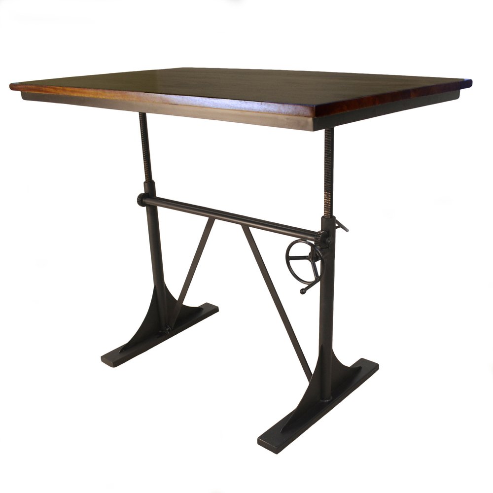 Brown and Black Solid Wood and Iron Trestle Base Dining Table