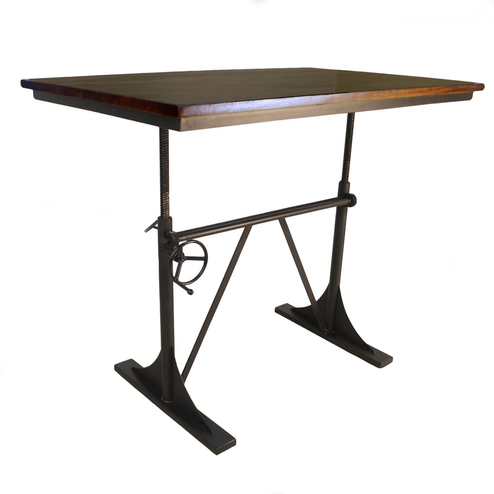 Brown and Black Solid Wood and Iron Trestle Base Dining Table
