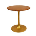 Brown and Gold Rounded Solid Wood and Iron Pedestal Base Dining Table