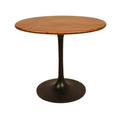 Brown and Black Rounded Solid Wood and Iron Pedestal Base Dining Table