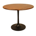 Brown and Black Rounded Solid Wood and Iron Pedestal Base Dining Table