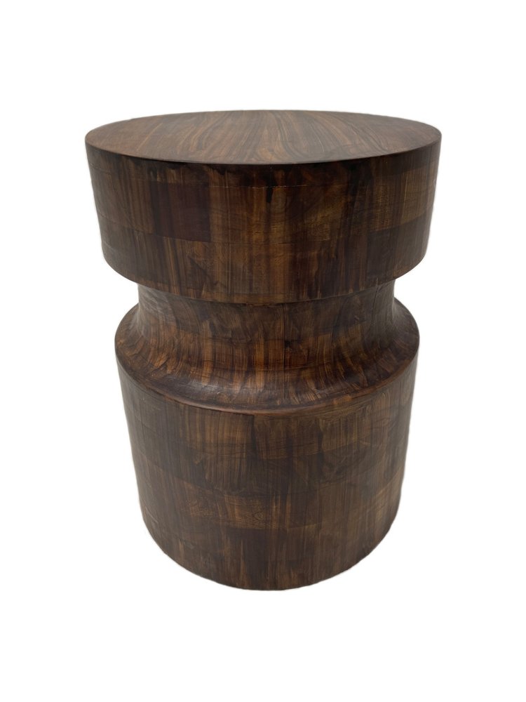 Brown Solid Wood Round End Table - 16-inch