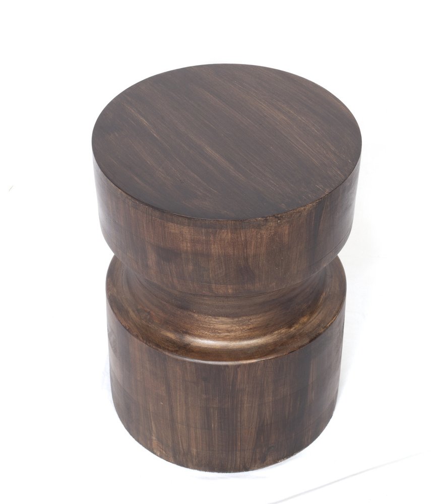 Brown Solid Wood Round End Table - 16-inch