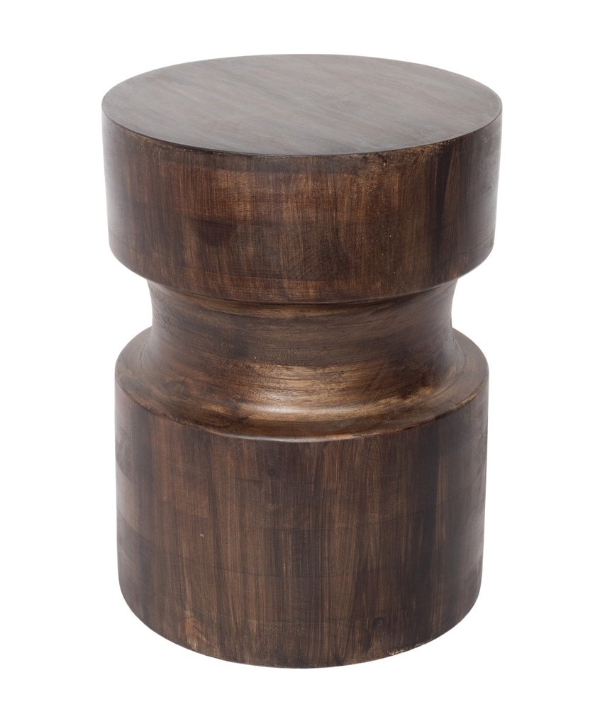 Brown Solid Wood Round End Table - 16-inch