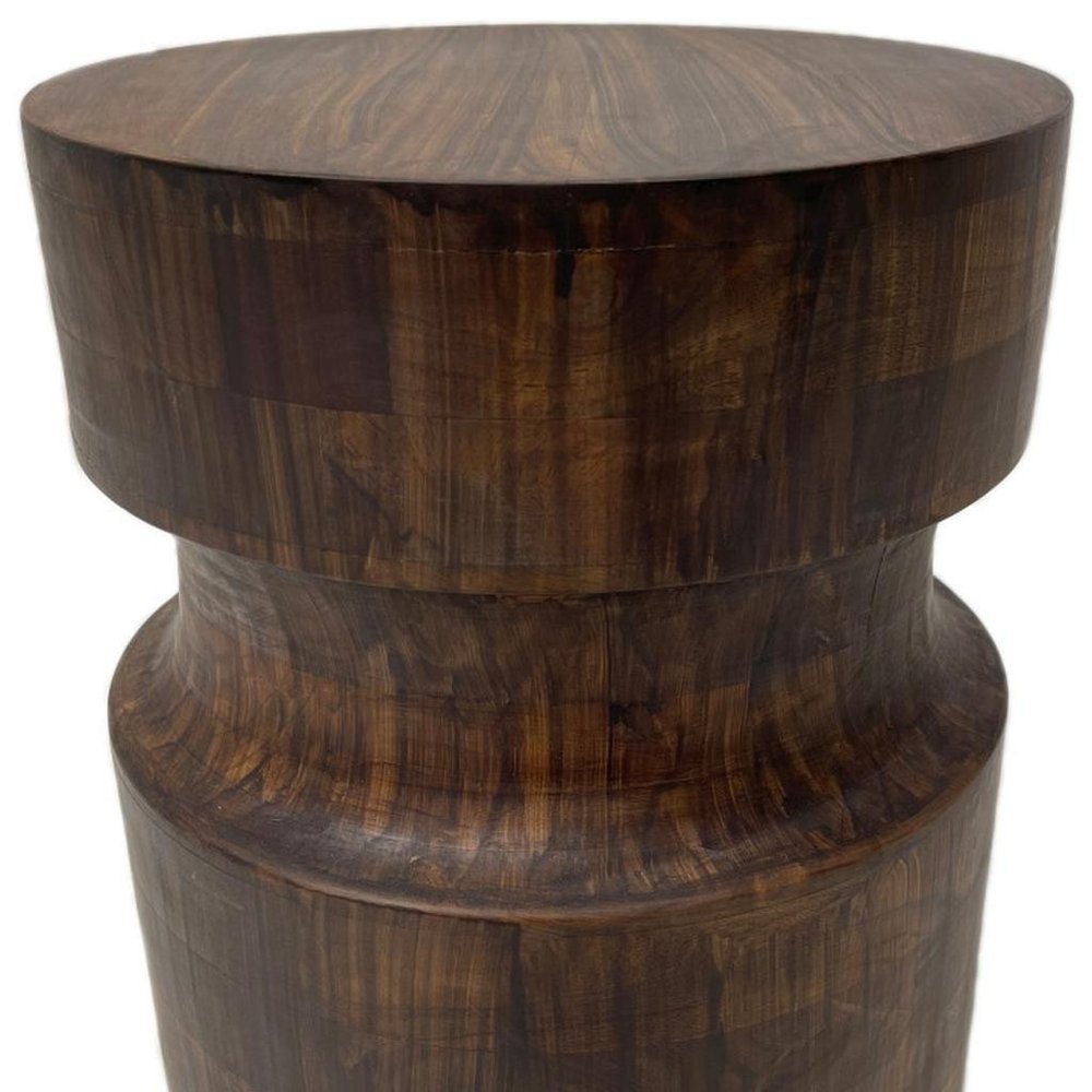 Brown Solid Wood Round End Table - 16-inch